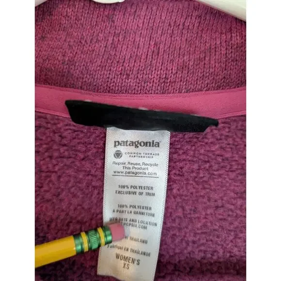 Patagonia Womens Better Sweater 1/4 Zip Pullover Jacket Magenta Sz XS - Picture 5 of 7